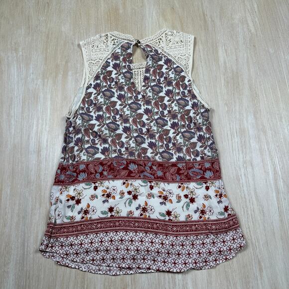 Anthropologie Maeve Laced Eleanor Boho Sleeveless Floral Crochet Blouse Small - Picture 9 of 12